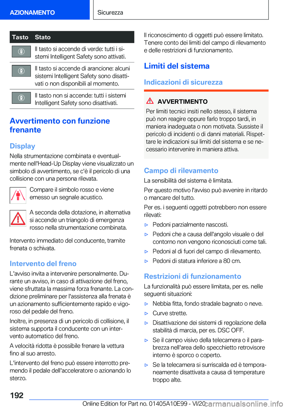 BMW X3 2021  Libretti Di Uso E manutenzione (in Italian) �T�a�s�t�o�S�t�a�t�o�I�l��t�a�s�t�o��s�i��a�c�c�e�n�d�e��d�i��v�e�r�d�e�:��t�u�t�t�i��i��s�iª
�s�t�e�m�i��I�n�t�e�l�l�i�g�e�n�t��S�a�f�e�t�y��s�o�n�o��a�t�t�i�v�a�t�i�.�I�l��t�a�s�t�o�