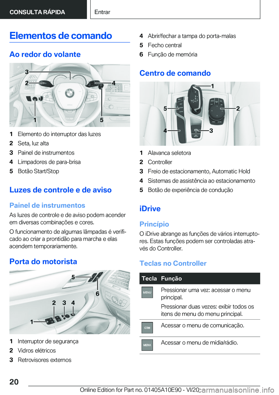 BMW X3 2021  Manual do condutor (in Portuguese) �E�l�e�m�e�n�t�o�s��d�e��c�o�m�a�n�d�o
�A�o��r�e�d�o�r��d�o��v�o�l�a�n�t�e
�1�E�l�e�m�e�n�t�o��d�o��i�n�t�e�r�r�u�p�t�o�r��d�a�s��l�u�z�e�s�2�S�e�t�a�,��l�u�z��a�l�t�a�3�P�a�i�n�e�l��d�e�