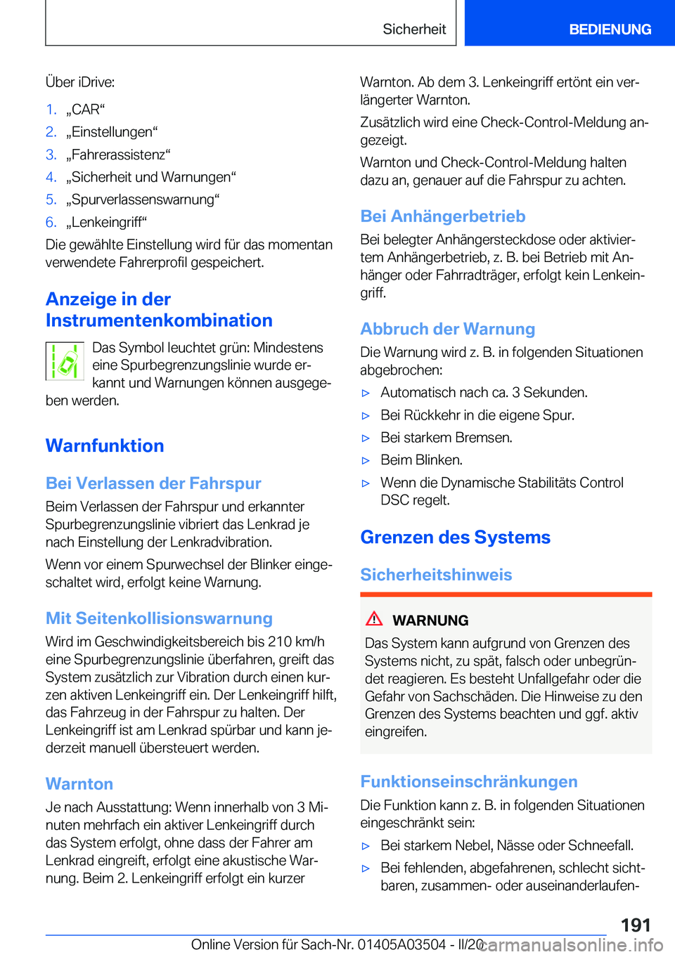 BMW X3 2020  Betriebsanleitungen (in German) �