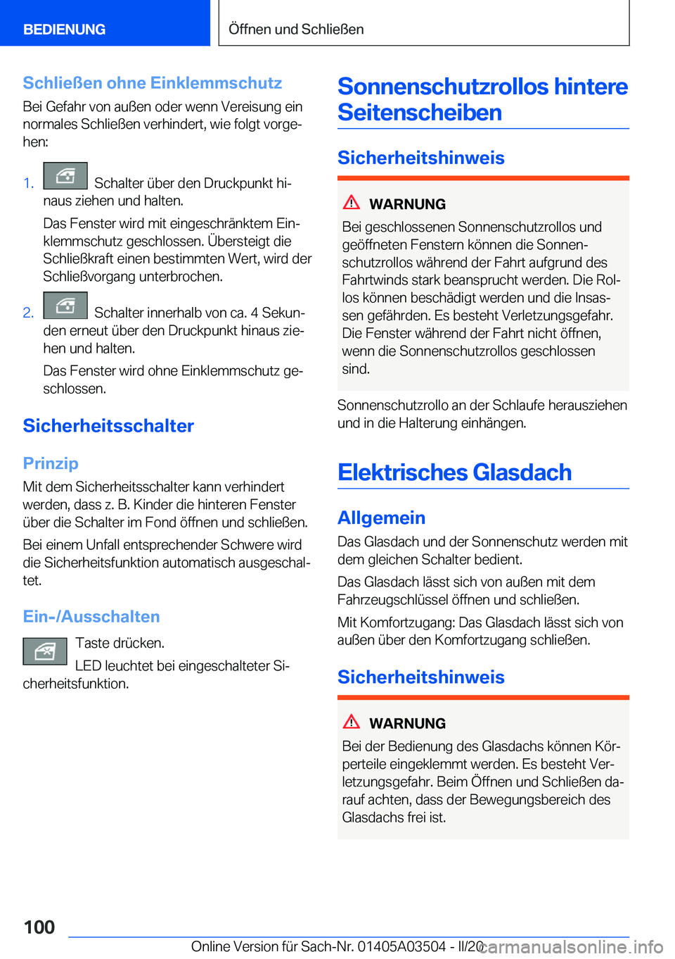 BMW X3 2020  Betriebsanleitungen (in German) �S�c�h�l�i�e�