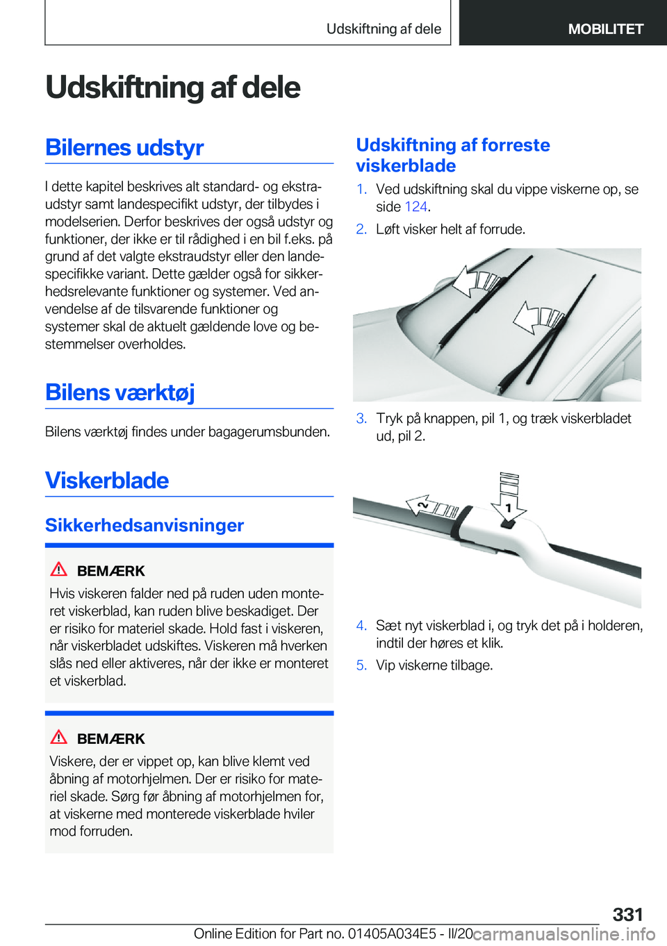 BMW X3 2020  InstruktionsbØger (in Danish) �U�d�s�k�i�f�t�n�i�n�g��a�f��d�e�l�e�B�i�l�e�r�n�e�s��u�d�s�t�y�r
�I��d�e�t�t�e��k�a�p�i�t�e�l��b�e�s�k�r�i�v�e�s��a�l�t��s�t�a�n�d�a�r�d�-��o�g��e�k�s�t�r�aj
�u�d�s�t�y�r��s�a�m�t��l�a�n