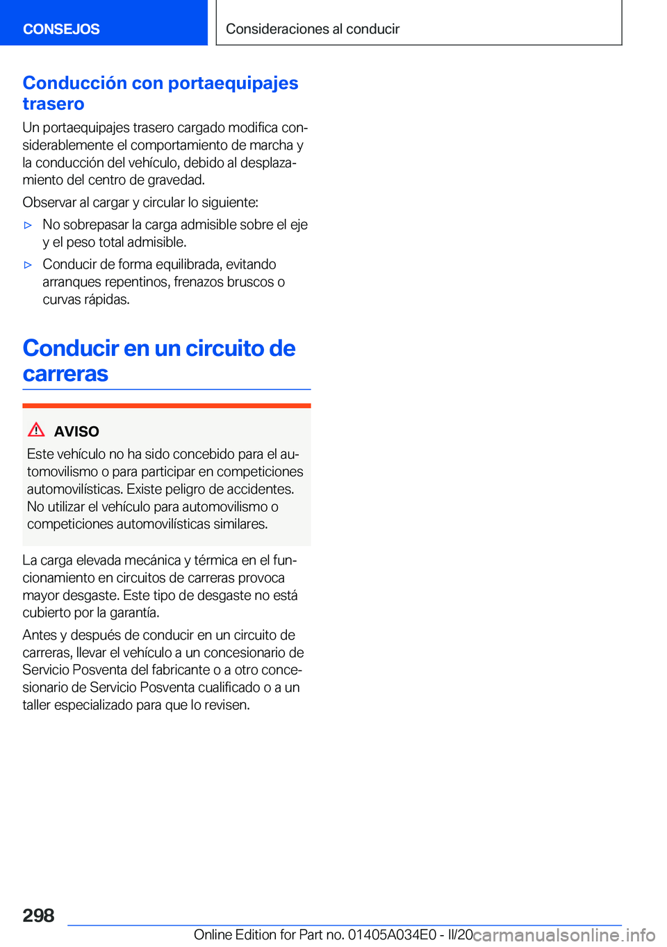 BMW X3 2020  Manuales de Empleo (in Spanish) �C�o�n�d�u�c�c�i�
