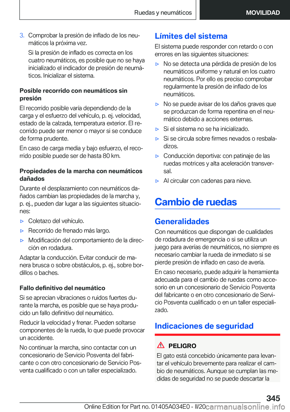 BMW X3 2020  Manuales de Empleo (in Spanish) �3�.�C�o�m�p�r�o�b�a�r��l�a��p�r�e�s�i�