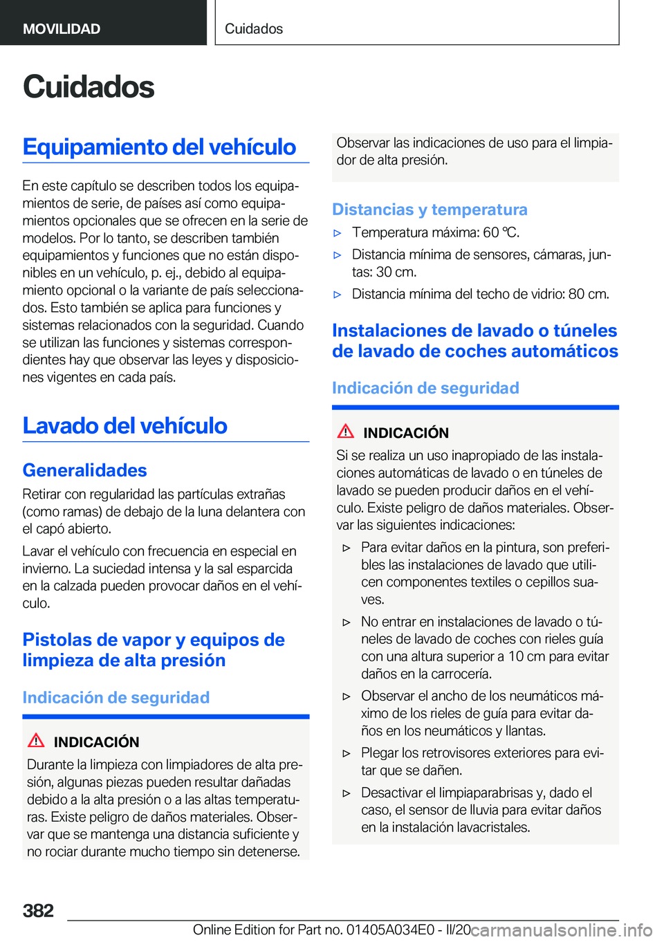 BMW X3 2020  Manuales de Empleo (in Spanish) �C�u�i�d�a�d�o�s�E�q�u�i�p�a�m�i�e�n�t�o��d�e�l��v�e�h�
