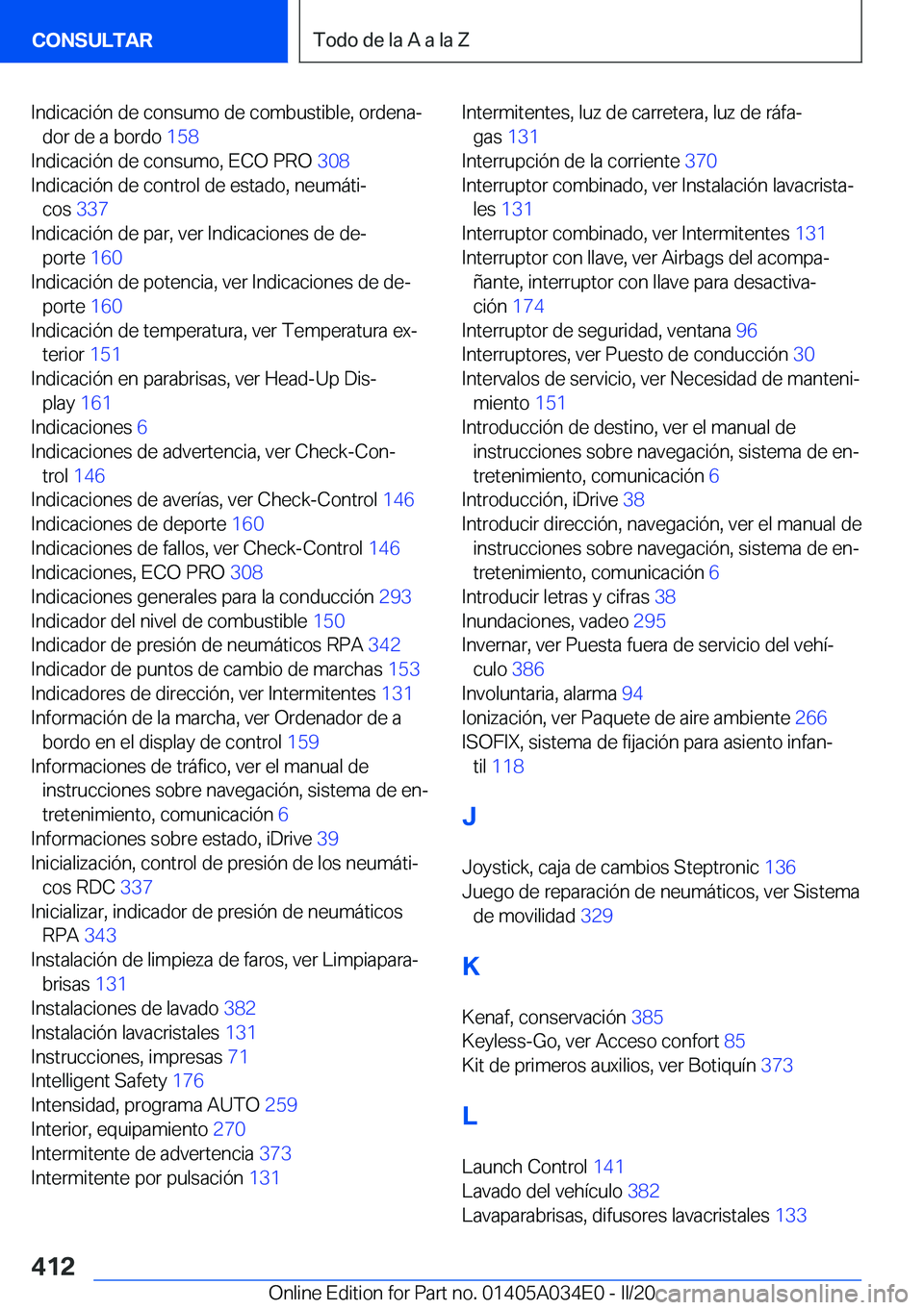 BMW X3 2020  Manuales de Empleo (in Spanish) �I�n�d�i�c�a�c�i�
