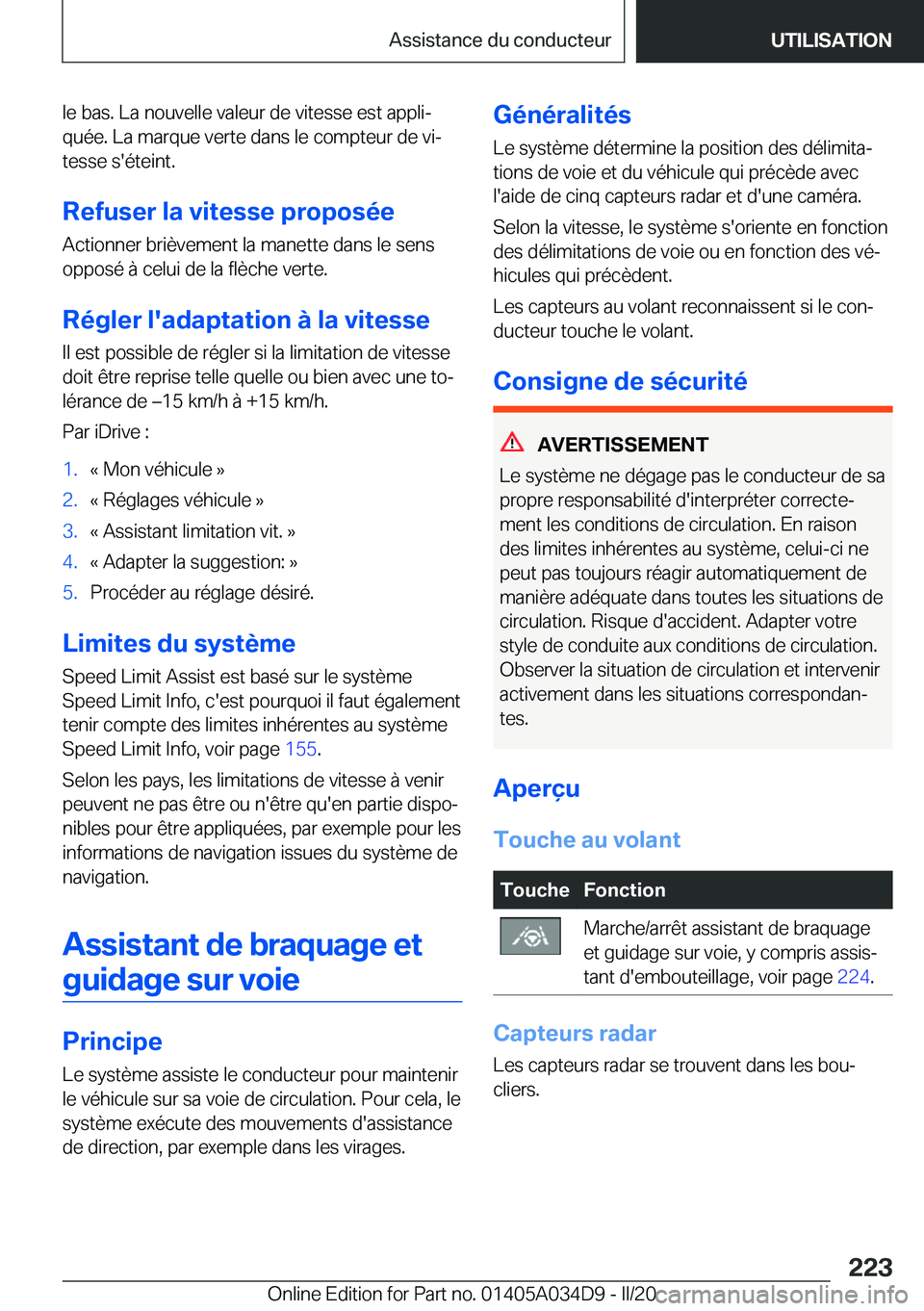 BMW X3 2020  Notices Demploi (in French) �l�e��b�a�s�.��L�a��n�o�u�v�e�l�l�e��v�a�l�e�u�r��d�e��v�i�t�e�s�s�e��e�s�t��a�p�p�l�ij�q�u�é�e�.��L�a��m�a�r�q�u�e��v�e�r�t�e��d�a�n�s��l�e��c�o�m�p�t�e�u�r��d�e��v�ij
�t�e�s�s�e�