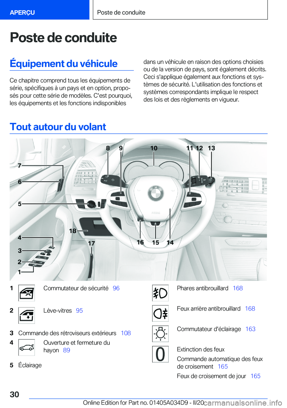 BMW X3 2020  Notices Demploi (in French) �P�o�s�t�e��d�e��c�o�n�d�u�i�t�e�