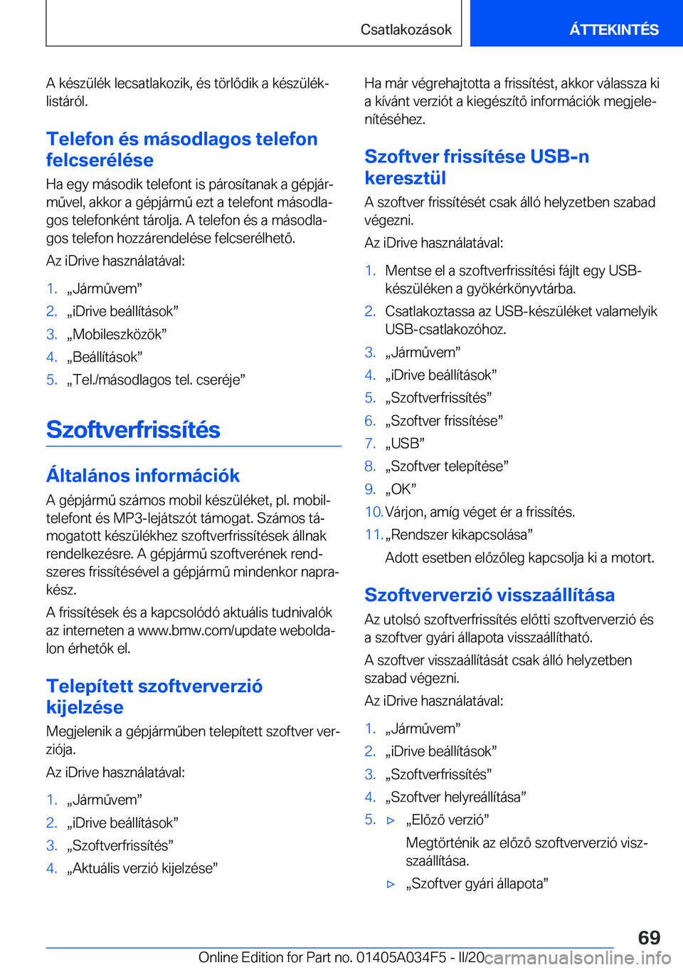 BMW X3 2020  Kezelési útmutató (in Hungarian) �A��k�