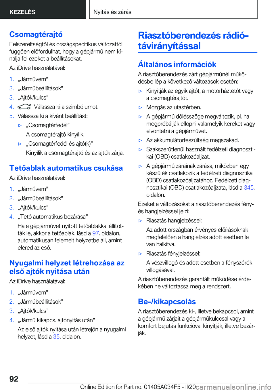 BMW X3 2020  Kezelési útmutató (in Hungarian) �C�s�o�m�a�g�t�