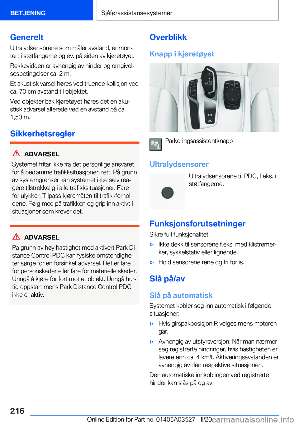 BMW X3 2020  InstruksjonsbØker (in Norwegian) �G�e�n�e�r�e�l�t�U�l�t�r�a�l�y�d�s�e�n�s�o�r�e�n�e��s�o�m��m�å�l�e�r��a�v�s�t�a�n�d�,��e�r��m�o�nj
�t�e�r�t��i��s�t�