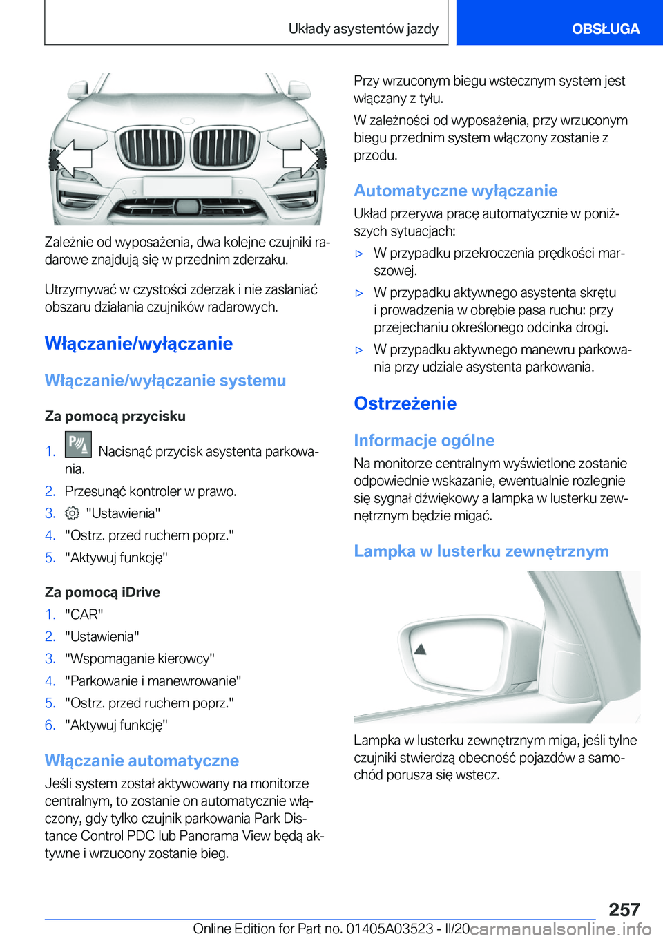 BMW X3 2020  Instrukcja obsługi (in Polish) �Z�a�l�e9�n�i�e��o�d��w�y�p�o�s�a9�e�n�i�a�,��d�w�a��k�o�l�e�j�n�e��c�z�u�j�n�i�k�i��r�aj
�d�a�r�o�w�e��z�n�a�j�d�u�j�