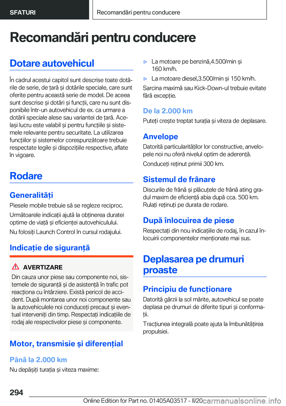 BMW X3 2020  Ghiduri De Utilizare (in Romanian) �R�e�c�o�m�a�n�d�