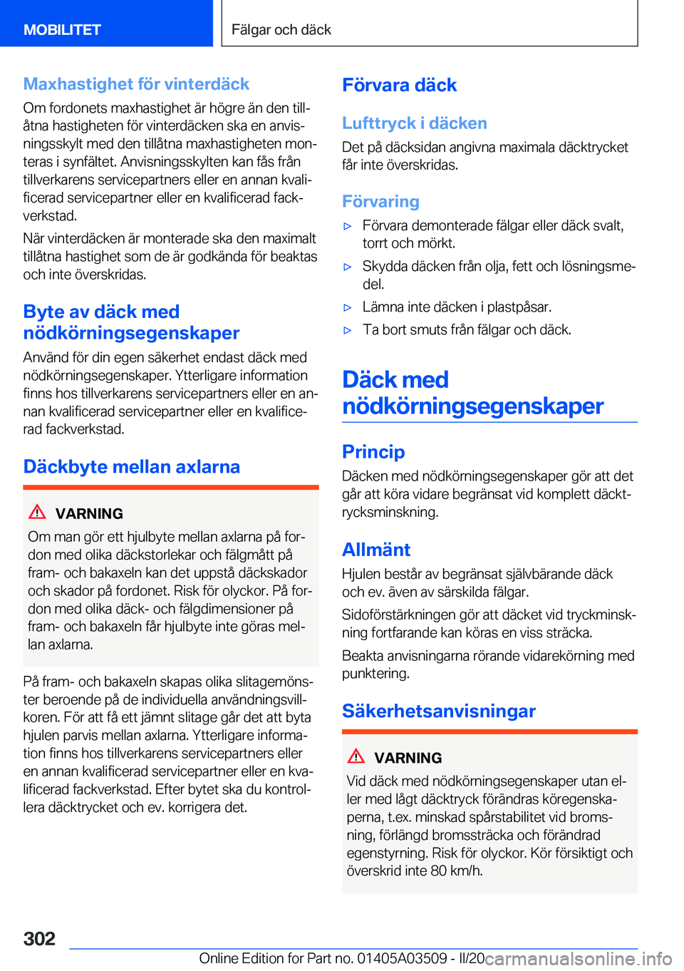 BMW X3 2020  InstruktionsbÖcker (in Swedish) �M�a�x�h�a�s�t�i�g�h�e�t��f�