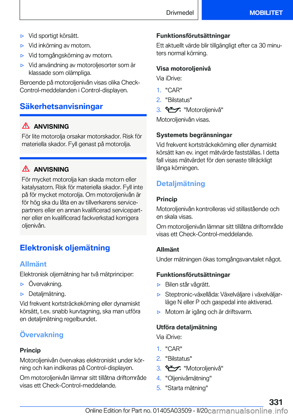 BMW X3 2020  InstruktionsbÖcker (in Swedish) 'x�V�i�d��s�p�o�r�t�i�g�t��k�
