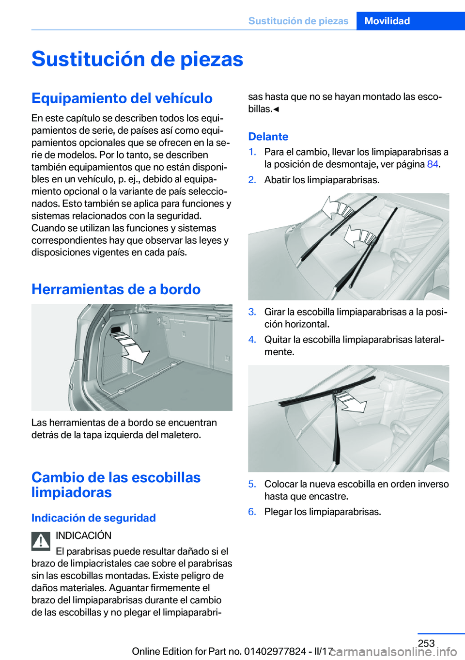 BMW X3 2017  Manuales de Empleo (in Spanish) �S�u�s�t�i�t�u�c�i�