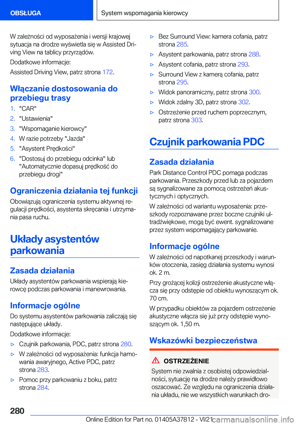 BMW X3 M 2022  Instrukcja obsługi (in Polish) �W��z�a�l�e9�n�o�c�i��o�d��w�y�p�o�s�a9�e�n�i�a��i��w�e�r�s�j�i��k�r�a�j�o�w�e�j
�s�y�t�u�a�c�j�a��n�a��d�r�o�d�z�e��w�y�w�i�e�t�l�a��s�i�