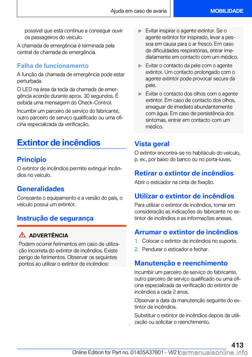 BMW X3 M 2022  Manual do condutor (in Portuguese) �p�o�s�s�