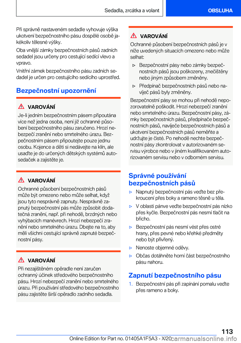 BMW X3 M 2021  Návod na použití (in Czech) �P�i��s�p�r�