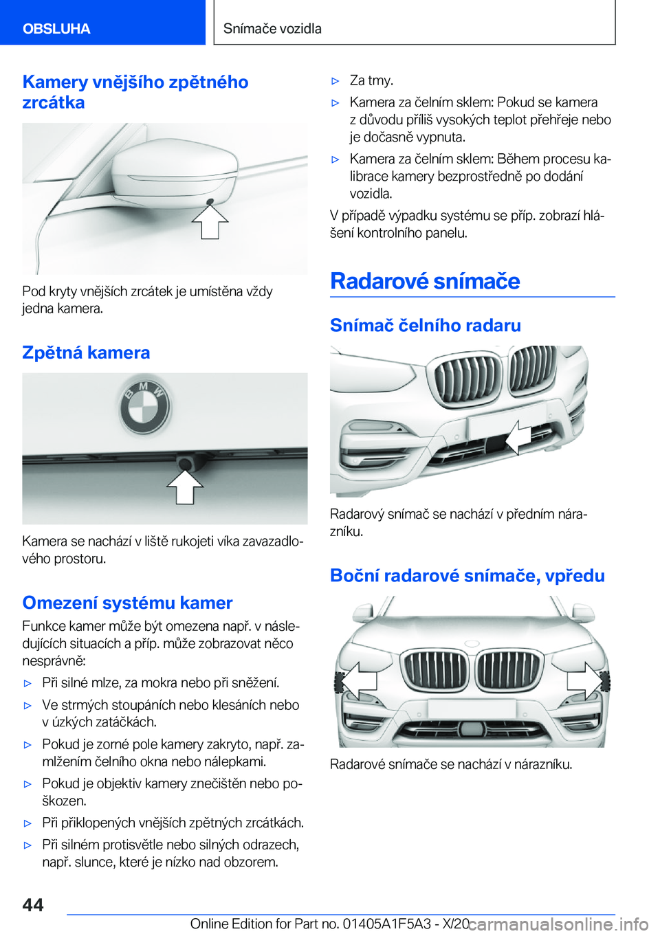 BMW X3 M 2021  Návod na použití (in Czech) �K�a�m�e�r�y��v�n�ě�j	�