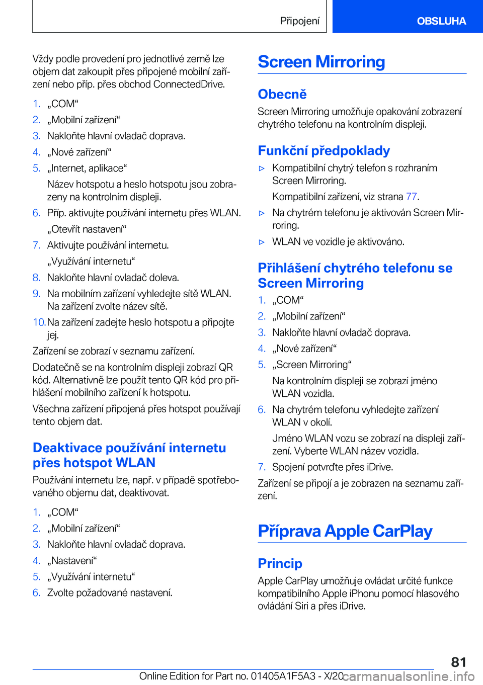 BMW X3 M 2021  Návod na použití (in Czech) �V�d�y��p�o�d�l�e��p�r�o�v�e�d�e�n�