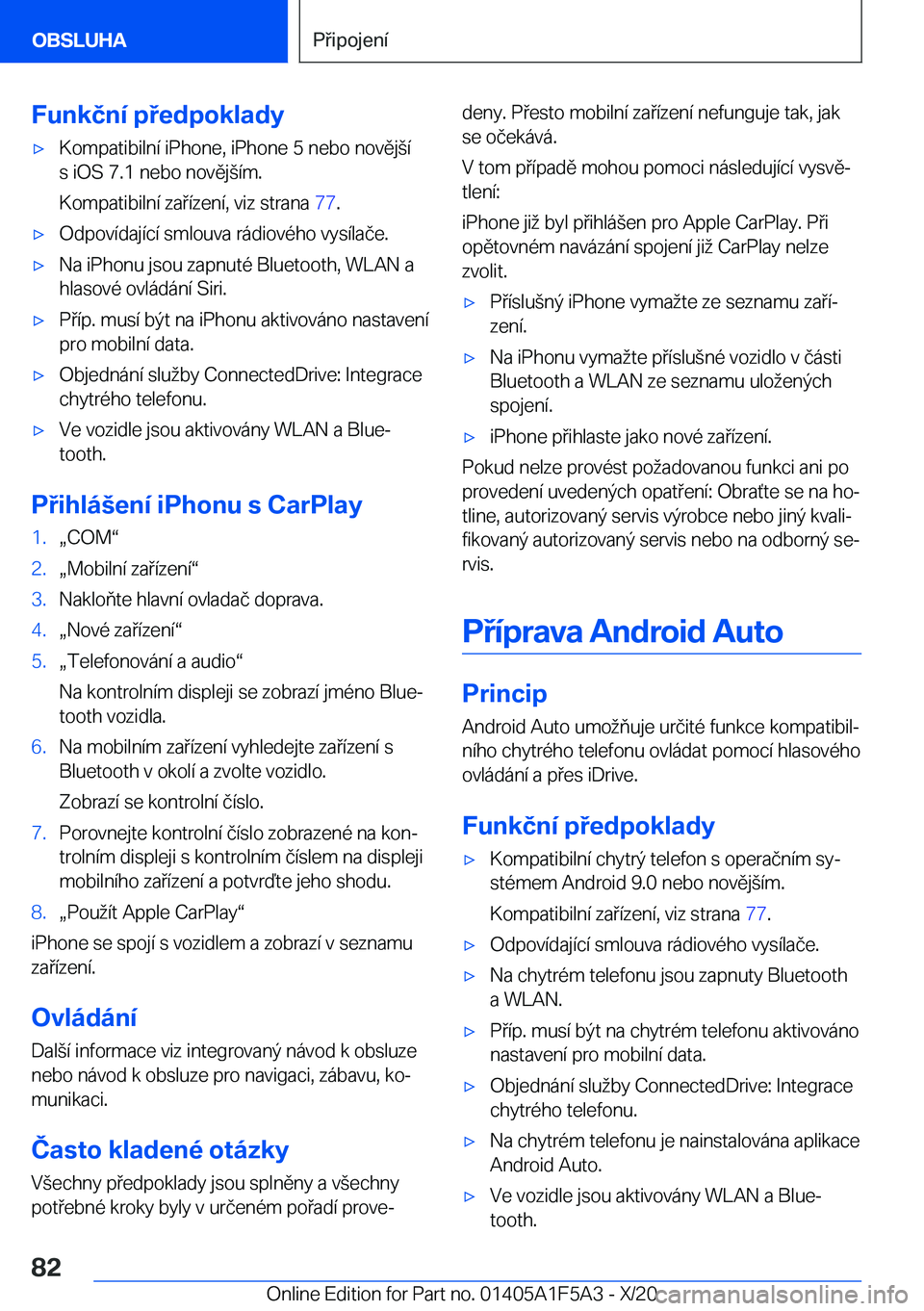 BMW X3 M 2021  Návod na použití (in Czech) �F�u�n�k�č�n�