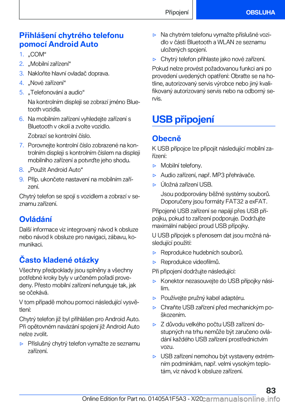 BMW X3 M 2021  Návod na použití (in Czech) �P�i�h�l�