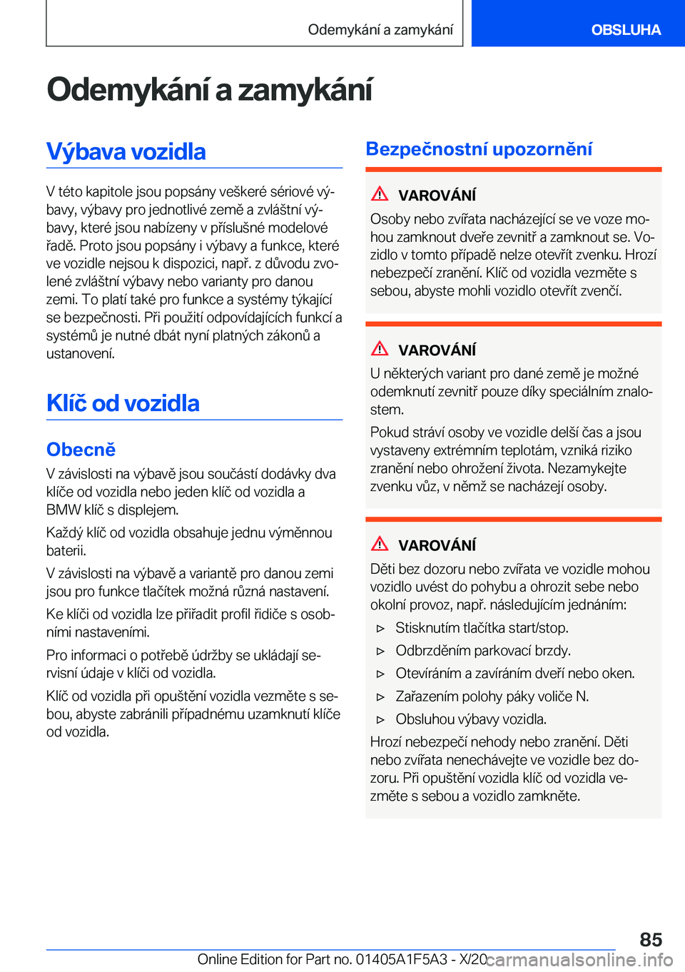 BMW X3 M 2021  Návod na použití (in Czech) �O�d�e�m�y�k�