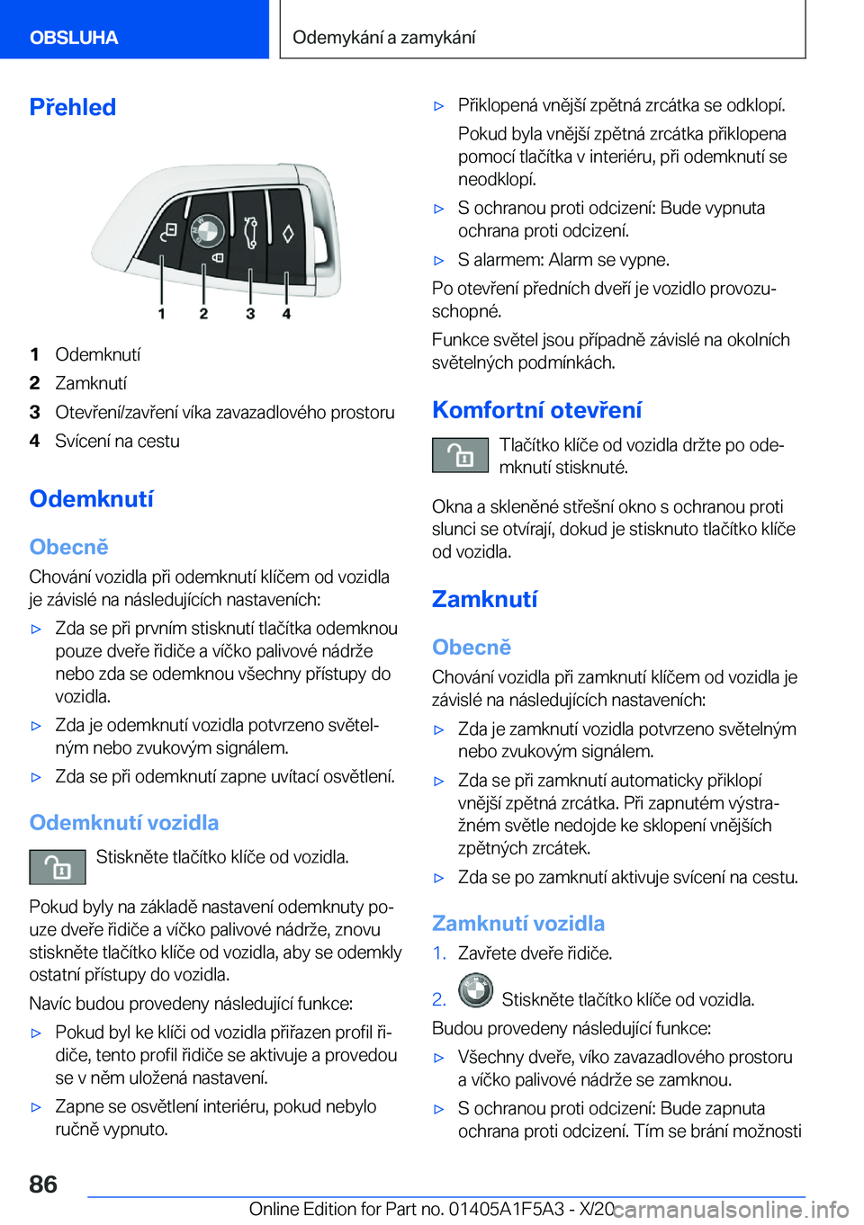 BMW X3 M 2021  Návod na použití (in Czech) �P�e�h�l�e�d�1�O�d�e�m�k�n�u�t�