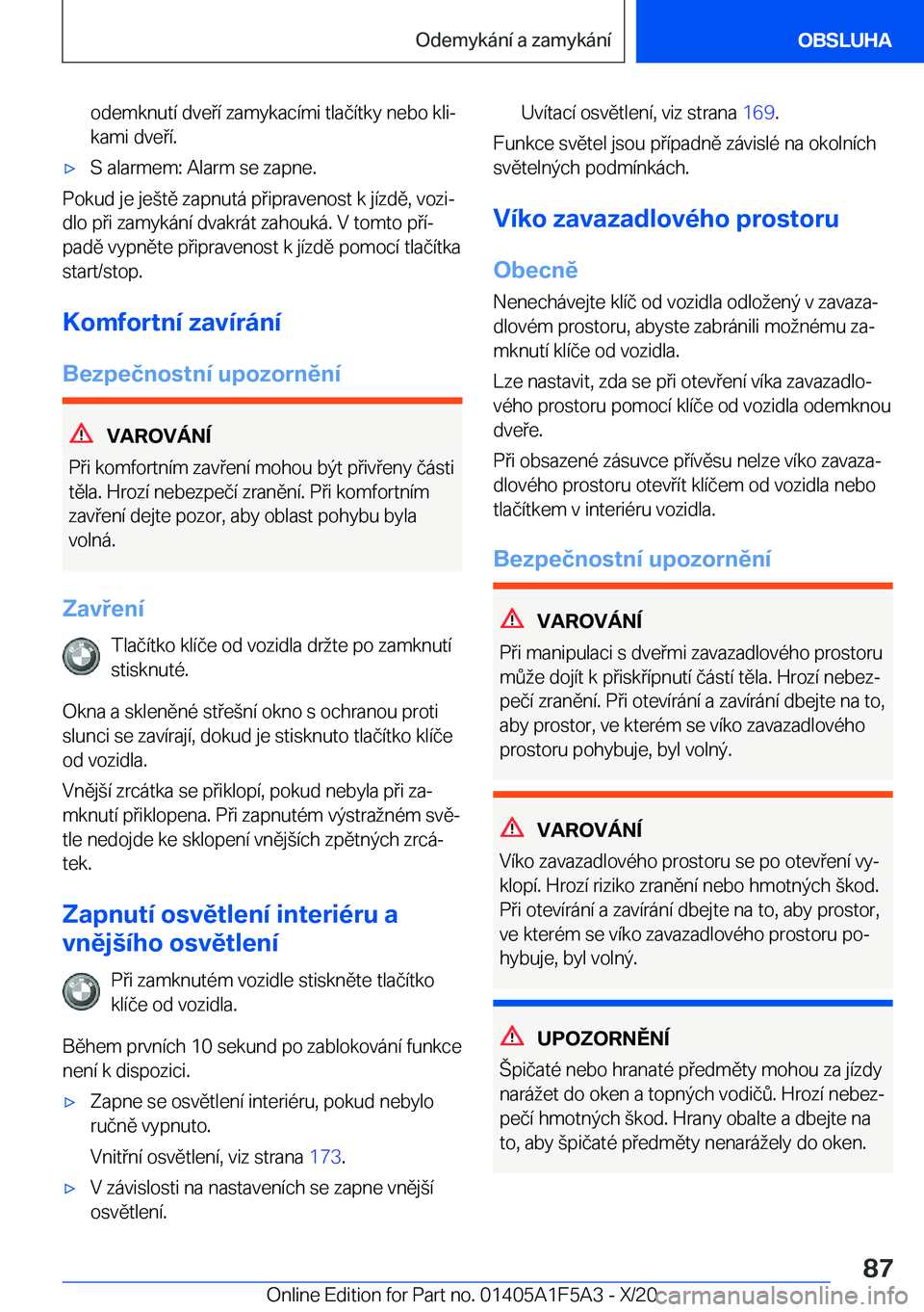 BMW X3 M 2021  Návod na použití (in Czech) �o�d�e�m�k�n�u�t�