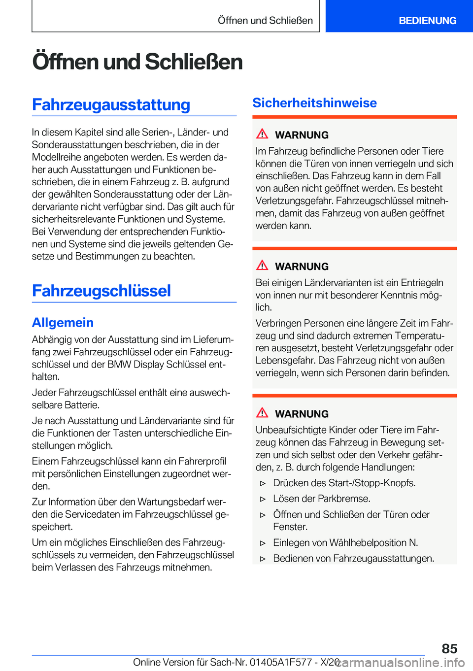 BMW X3 M 2021  Betriebsanleitungen (in German) �