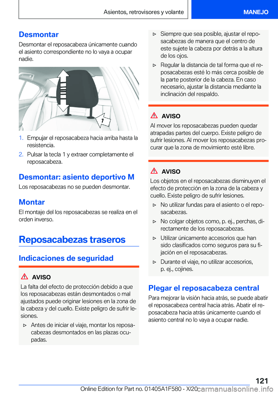 BMW X3 M 2021  Manuales de Empleo (in Spanish) �D�e�s�m�o�n�t�a�r
�D�e�s�m�o�n�t�a�r��e�l��r�e�p�o�s�a�c�a�b�e�z�a��