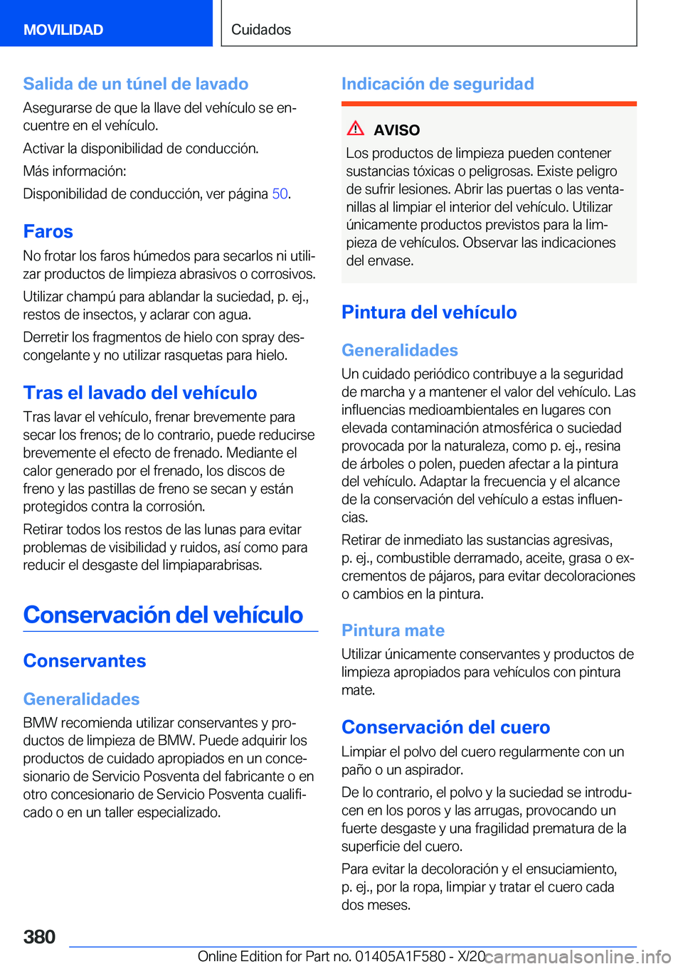 BMW X3 M 2021  Manuales de Empleo (in Spanish) �S�a�l�i�d�a��d�e��u�n��t�