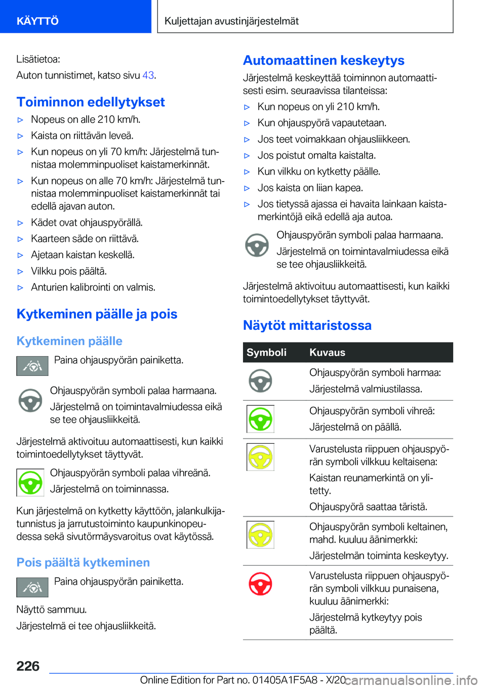 BMW X3 M 2021  Omistajan Käsikirja (in Finnish) �L�i�s�