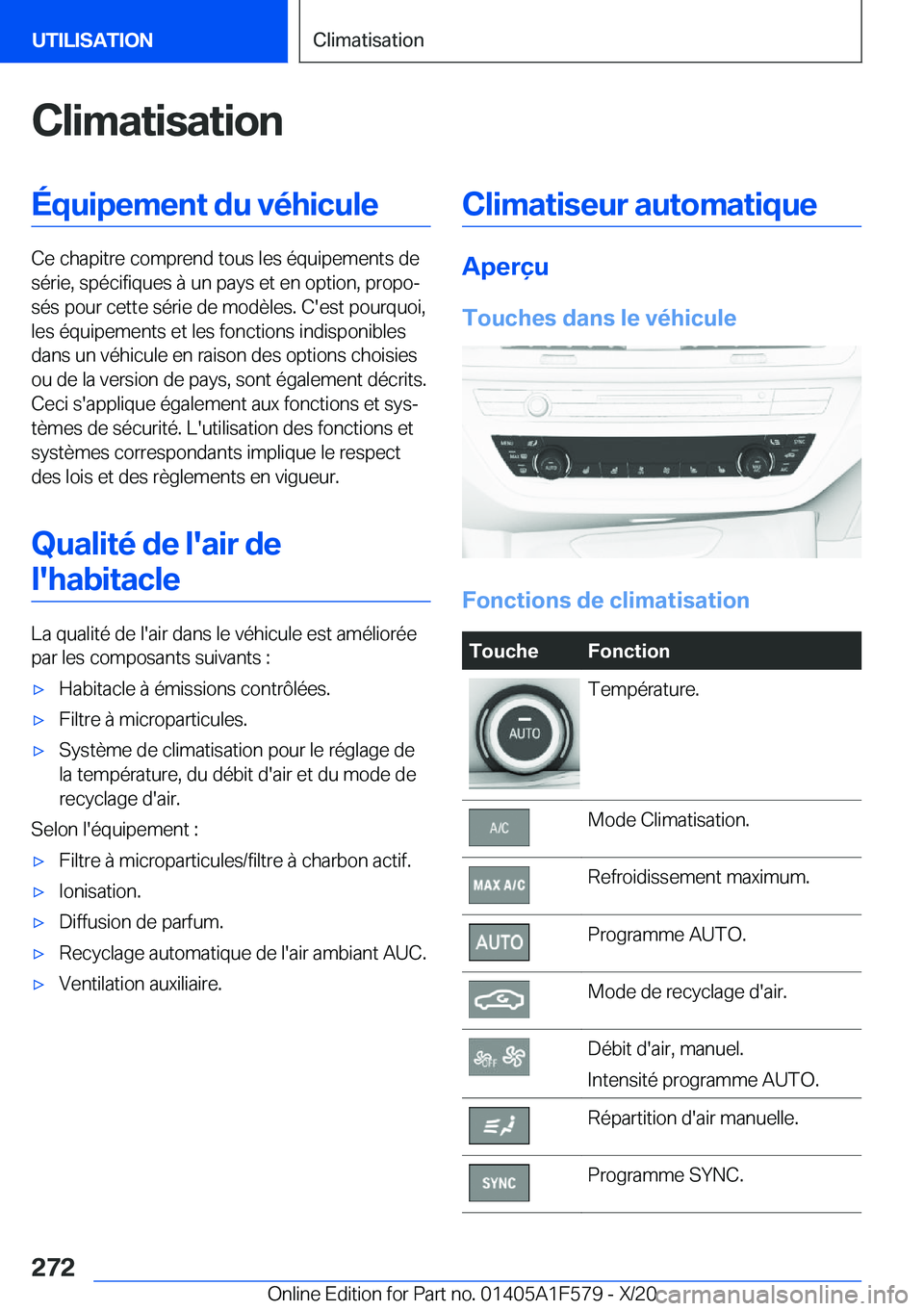 BMW X3 M 2021  Notices Demploi (in French) �C�l�i�m�a�t�i�s�a�t�i�o�n�