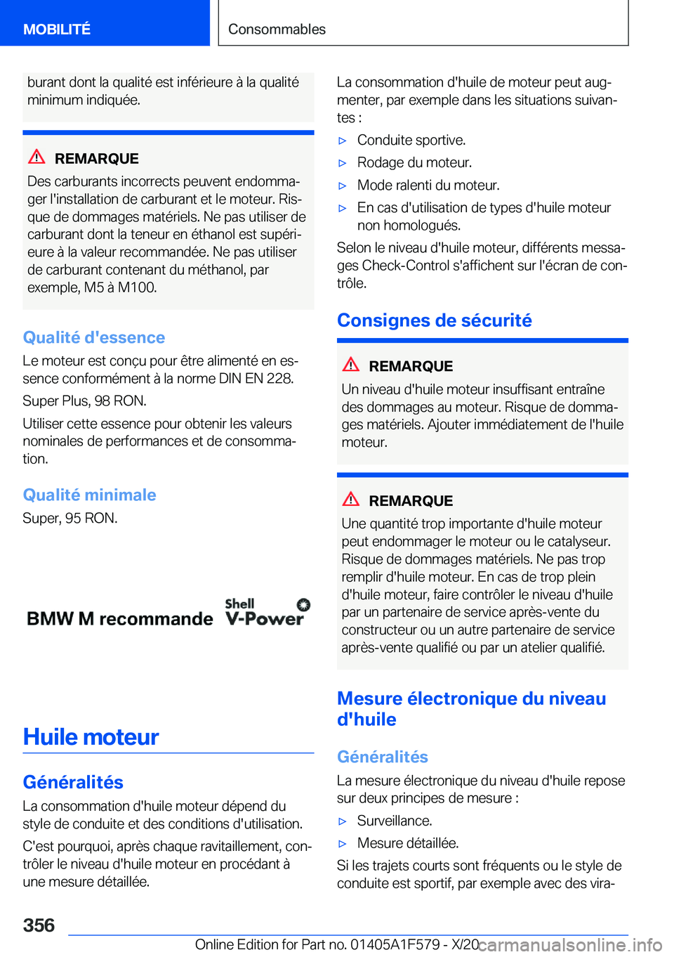 BMW X3 M 2021  Notices Demploi (in French) �b�u�r�a�n�t��d�o�n�t��l�a��q�u�a�l�i�t�é��e�s�t��i�n�f�é�r�i�e�u�r�e��
