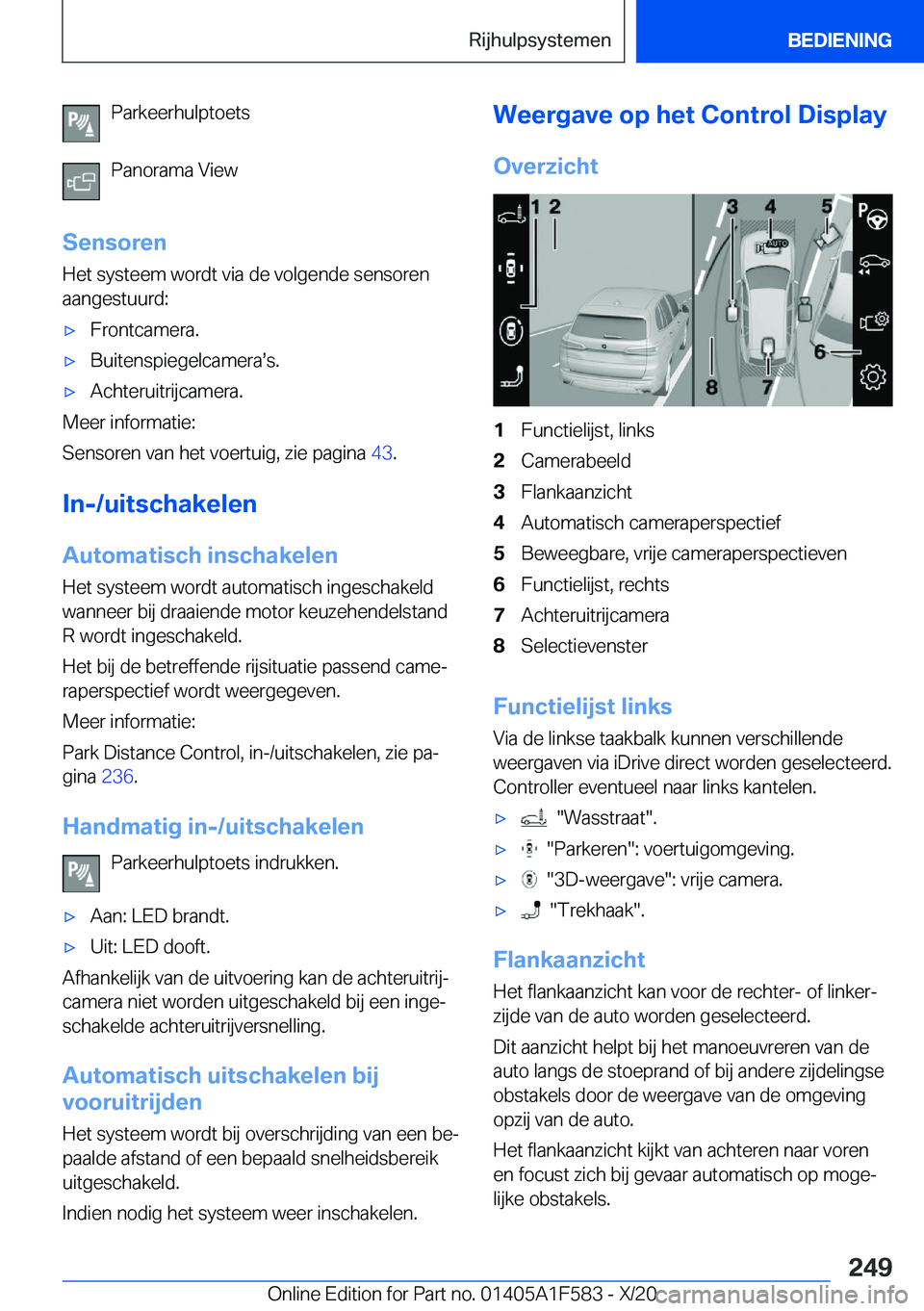 BMW X3 M 2021  Instructieboekjes (in Dutch) �P�a�r�k�e�e�r�h�u�l�p�t�o�e�t�s
�P�a�n�o�r�a�m�a��V�i�e�w
�S�e�n�s�o�r�e�n
�H�e�t��s�y�s�t�e�e�m��w�o�r�d�t��v�i�a��d�e��v�o�l�g�e�n�d�e��s�e�n�s�o�r�e�n
�a�a�n�g�e�s�t�u�u�r�d�:'x�F�r�o�n