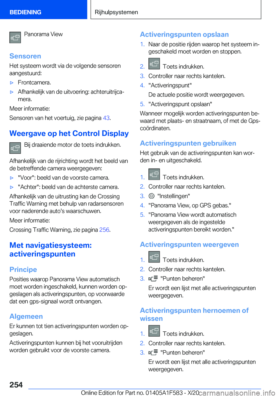 BMW X3 M 2021  Instructieboekjes (in Dutch) �P�a�n�o�r�a�m�a��V�i�e�w
�S�e�n�s�o�r�e�n
�H�e�t��s�y�s�t�e�e�m��w�o�r�d�t��v�i�a��d�e��v�o�l�g�e�n�d�e��s�e�n�s�o�r�e�n
�a�a�n�g�e�s�t�u�u�r�d�:'x�F�r�o�n�t�c�a�m�e�r�a�.'x�A�f�h�a�n�