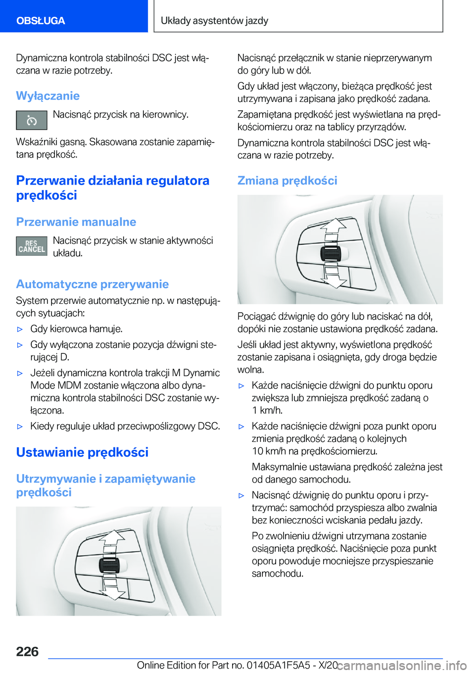 BMW X3 M 2021  Instrukcja obsługi (in Polish) �D�y�n�a�m�i�c�z�n�a��k�o�n�t�r�o�l�a��s�t�a�b�i�l�n�o�c�i��D�S�C��j�e�s�t��w�ł�
