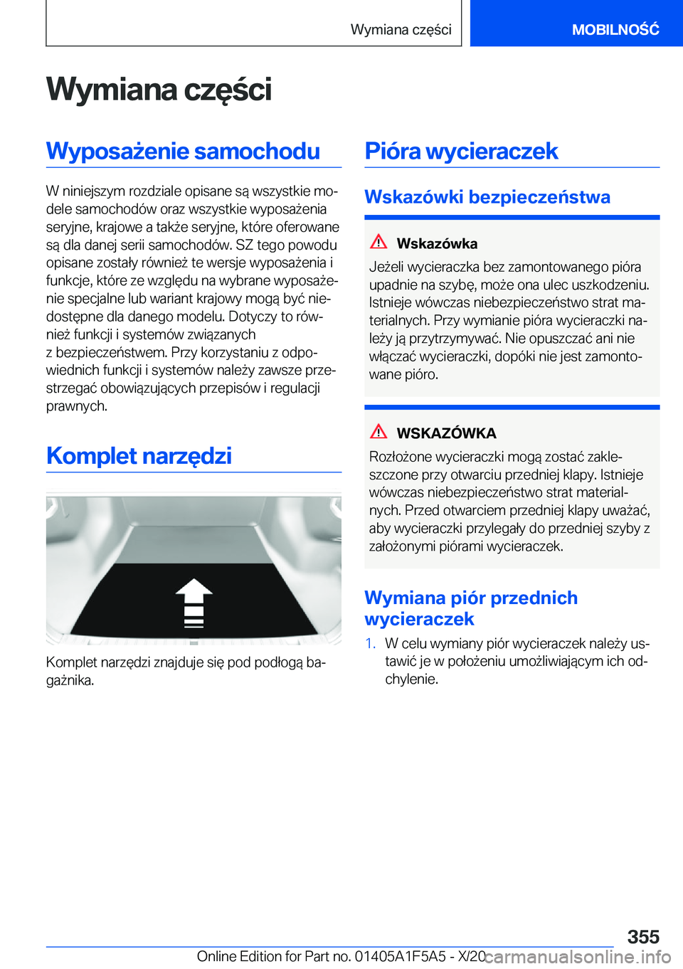 BMW X3 M 2021  Instrukcja obsługi (in Polish) �W�y�m�i�a�n�a��c�z�