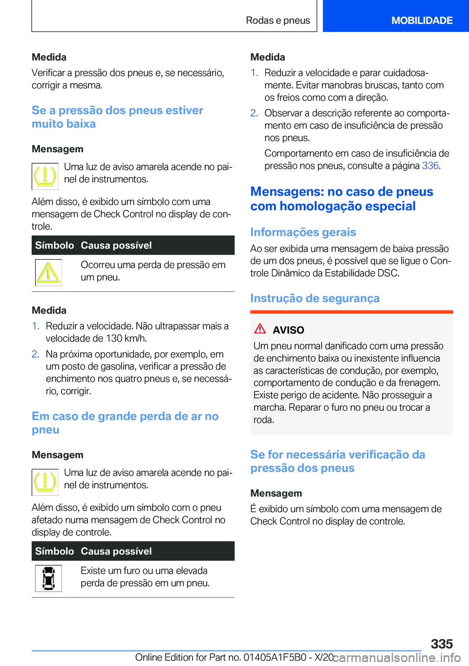 BMW X3 M 2021  Manual do condutor (in Portuguese) �M�e�d�i�d�a
�V�e�r�i�f�i�c�a�r��a��p�r�e�s�s�ã�o��d�o�s��p�n�e�u�s��e�,��s�e��n�e�c�e�s�s�á�r�i�o�,
�c�o�r�r�i�g�i�r��a��m�e�s�m�a�.
�S�e��a��p�r�e�s�s�ã�o��d�o�s��p�n�e�u�s��e�s�t�i