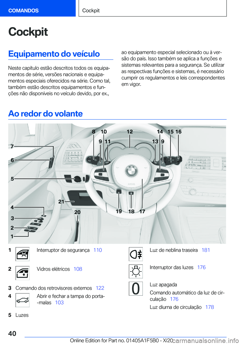 BMW X3 M 2021  Manual do condutor (in Portuguese) �C�o�c�k�p�i�t�E�q�u�i�p�a�m�e�n�t�o��d�o��v�e�