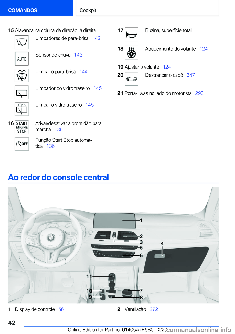 BMW X3 M 2021  Manual do condutor (in Portuguese) �1�5�A�l�a�v�a�n�c�a��n�a��c�o�l�u�n�a��d�a��d�i�r�e�
