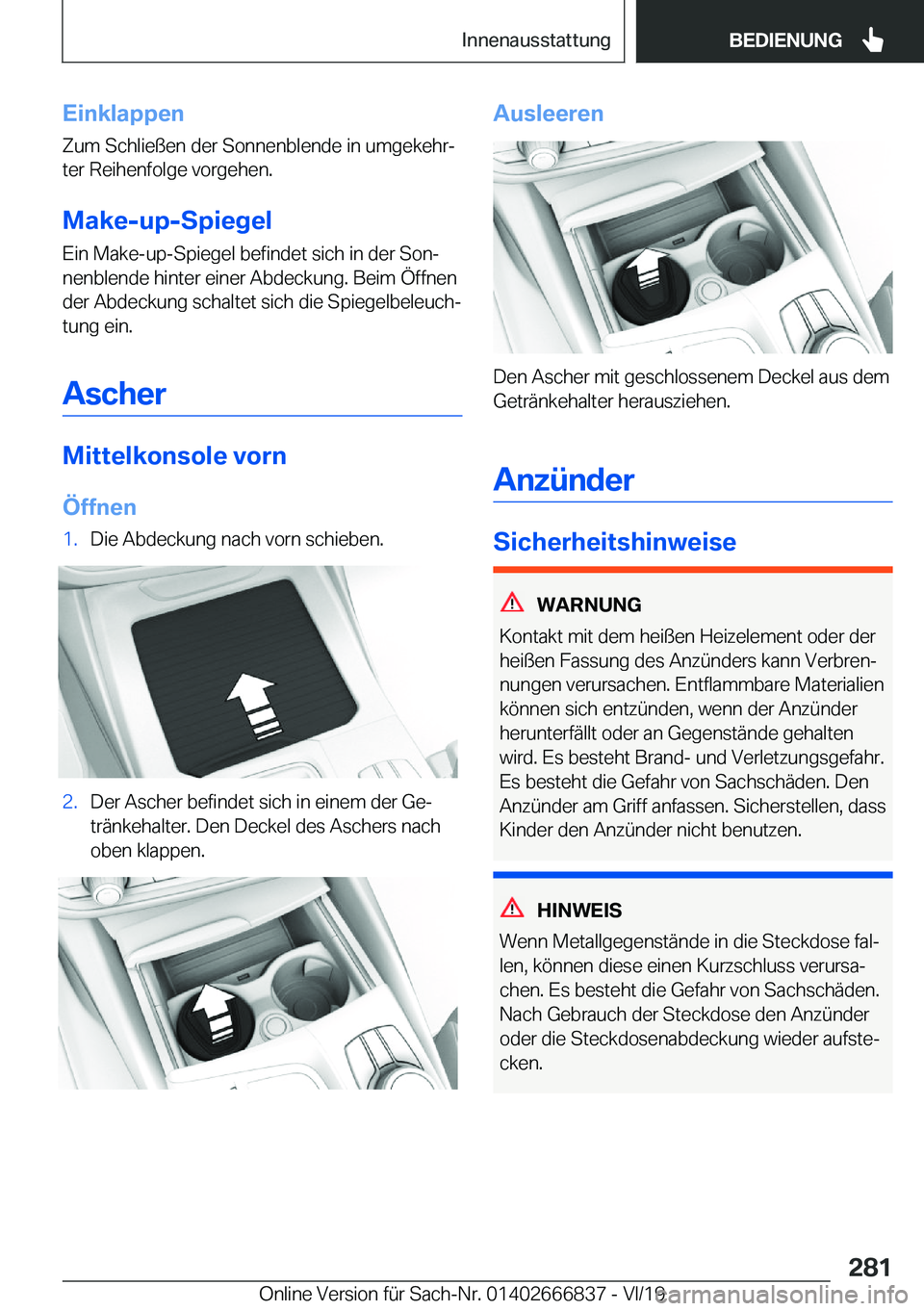 BMW X3 M 2020  Betriebsanleitungen (in German) �E�i�n�k�l�a�p�p�e�n
�Z�u�m��S�c�h�l�i�e�