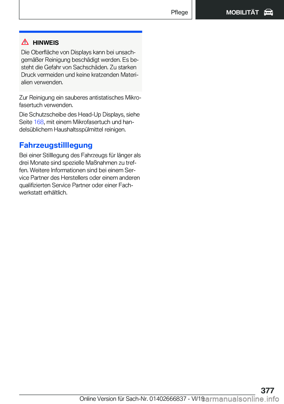 BMW X3 M 2020  Betriebsanleitungen (in German) �H�I�N�W�E�I�S
�D�i�e��O�b�e�r�f�l�