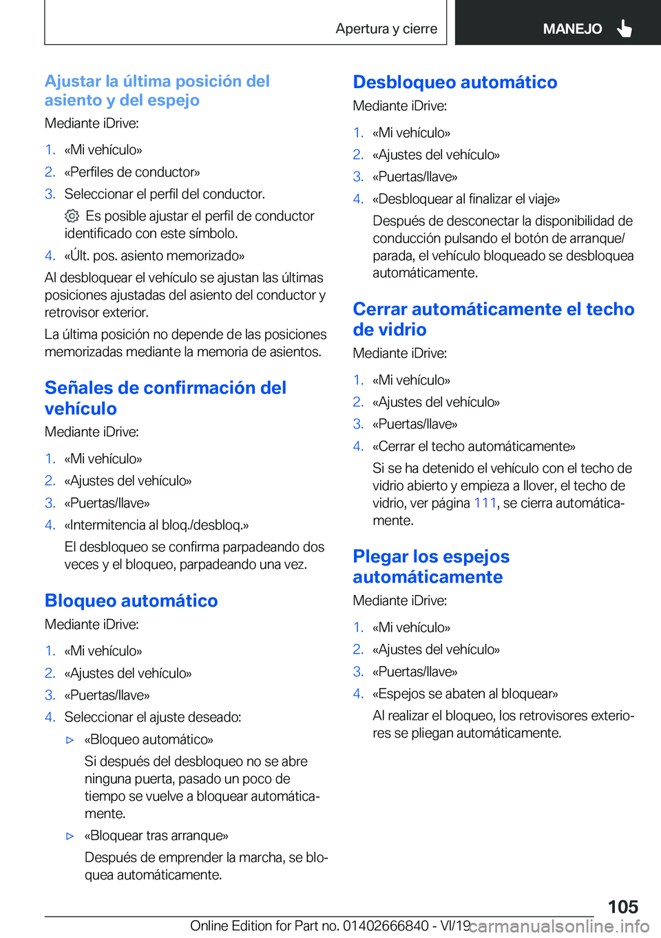 BMW X3 M 2020  Manuales de Empleo (in Spanish) �A�j�u�s�t�a�r��l�a��