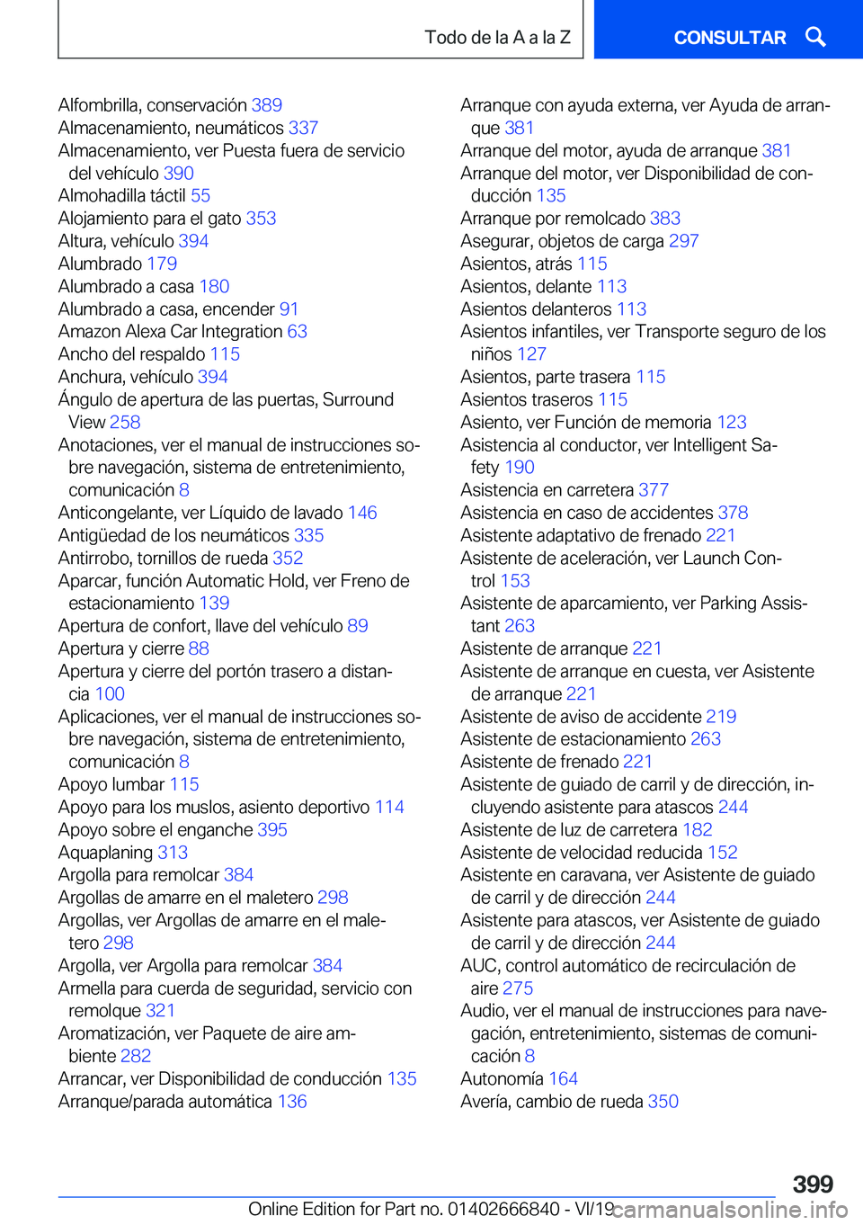 BMW X3 M 2020  Manuales de Empleo (in Spanish) �A�l�f�o�m�b�r�i�l�l�a�,��c�o�n�s�e�r�v�a�c�i�
