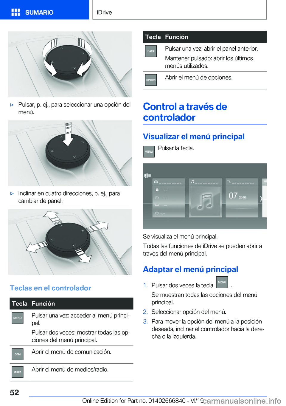 BMW X3 M 2020  Manuales de Empleo (in Spanish) x�P�u�l�s�a�r�,��p�.��e�j�.�,��p�a�r�a��s�e�l�e�c�c�i�o�n�a�r��u�n�a��o�p�c�i�