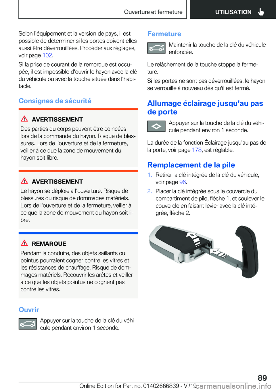 BMW X3 M 2020  Notices Demploi (in French) �S�e�l�o�n��l�'�é�q�u�i�p�e�m�e�n�t��e�t��l�a��v�e�r�s�i�o�n��d�e��p�a�y�s�,��i�l��e�s�t
�p�o�s�s�i�b�l�e��d�e��d�é�t�e�r�m�i�n�e�r��s�i��l�e�s��p�o�r�t�e�s��d�o�i�v�e�n�t��e�l�l�