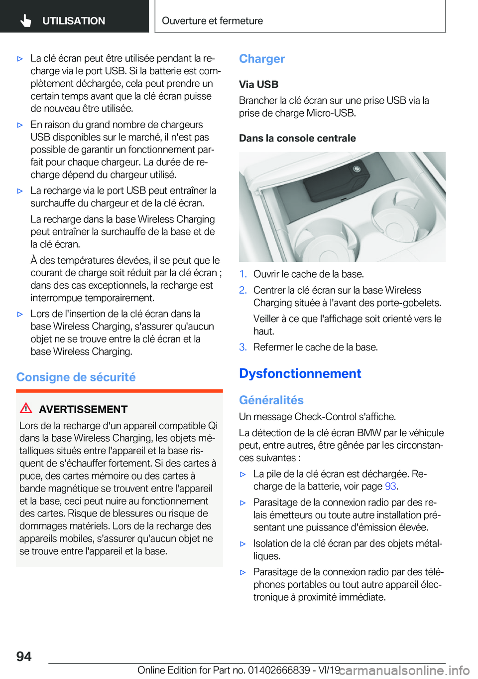 BMW X3 M 2020  Notices Demploi (in French) 'x�L�a��c�l�é��é�c�r�a�n��p�e�u�t��ê�t�r�e��u�t�i�l�i�s�é�e��p�e�n�d�a�n�t��l�a��r�ej�c�h�a�r�g�e��v�i�a��l�e��p�o�r�t��U�S�B�.��S�i��l�a��b�a�t�t�e�r�i�e��e�s�t��c�o�mj
�p�