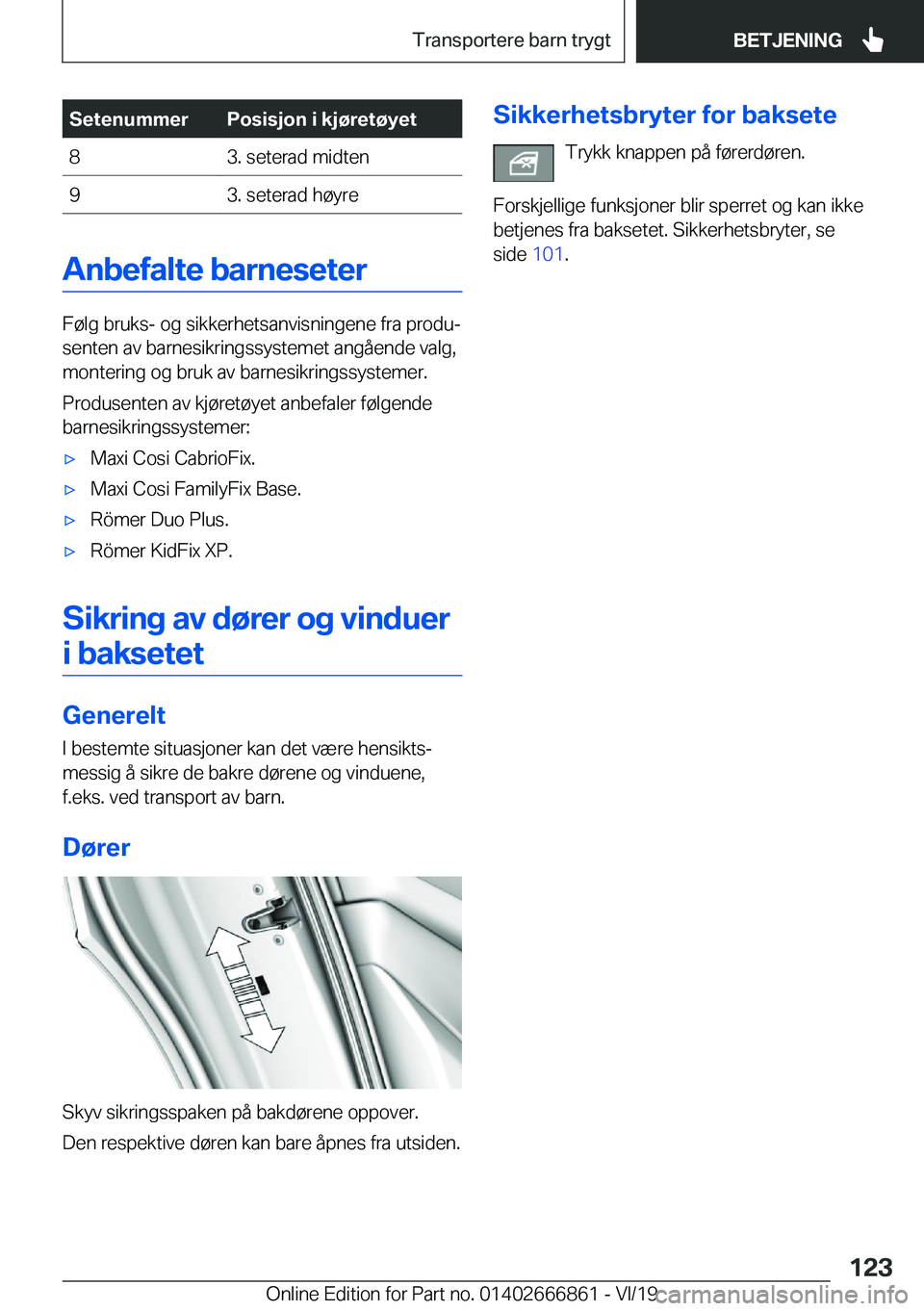 BMW X3 M 2020  InstruksjonsbØker (in Norwegian) �S�e�t�e�n�u�m�m�e�r�P�o�s�i�s�j�o�n��i��k�j�